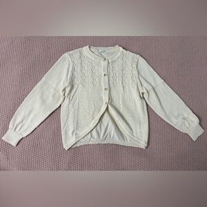 Girls High Low Pointelle Knit Cardigan